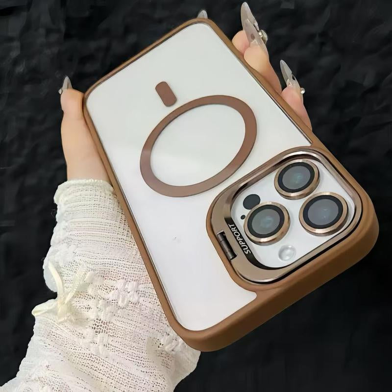 Apple 17 16 15 14 13 12 Max plus Pro Magnetic Mobile Phone Case with Magsafe Camera Ring Holder, Military-Grade Protection, Anti-Fall, Non-Yellowing, Wireless Casing Protector Cover, Black Silicone