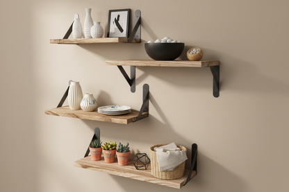 Shelves with vases and decor